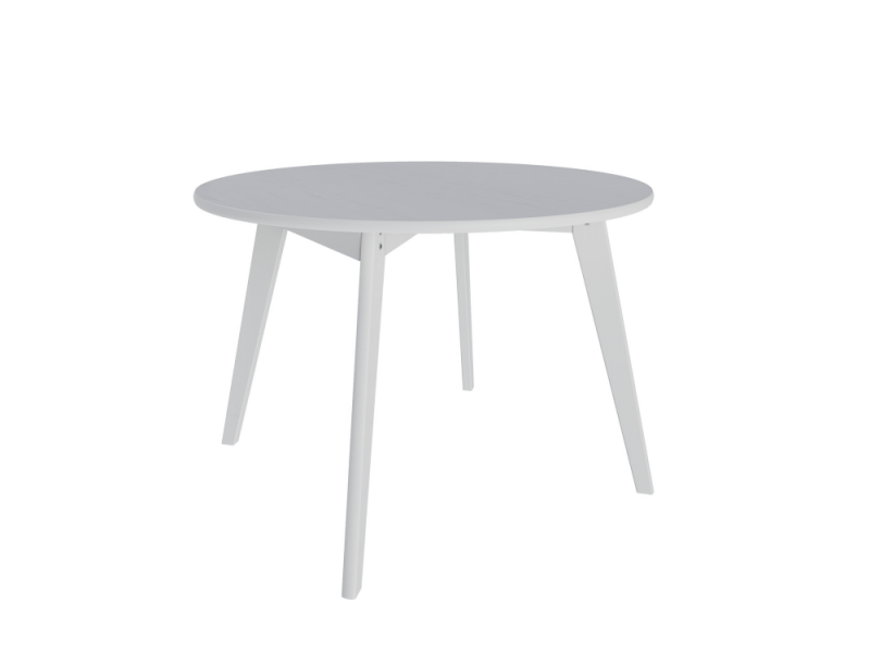 Mesa escandinava redonda de madeira com tampo em MDF na cor branco laca  1,20m Ø | Coleção Scandian